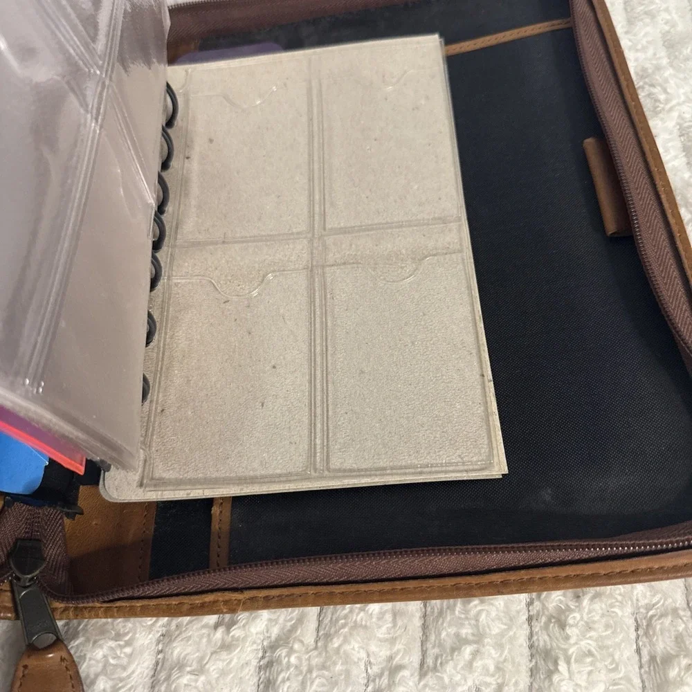 VTG Daytimer Planner Binder Organizer Camel Leather Zip Cover Kim Collins